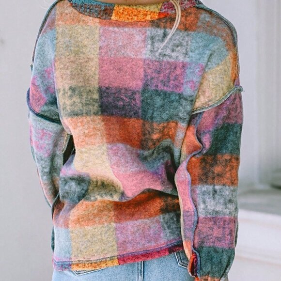 Multicolor Casual Womens Allover Print Drop Shoulder Coat - Picture 2 of 4